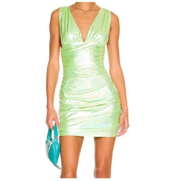 Superdown Mini Dress Sleeveless Metallic Bodycon Party Clubwear Green Size Small - Picture 1 of 11